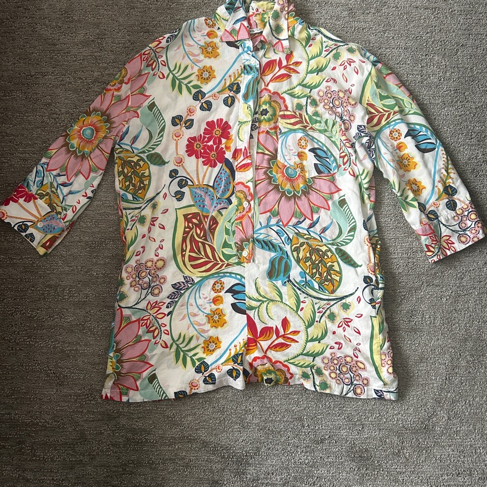 Zara Floral Multicolor Button-Up Romper